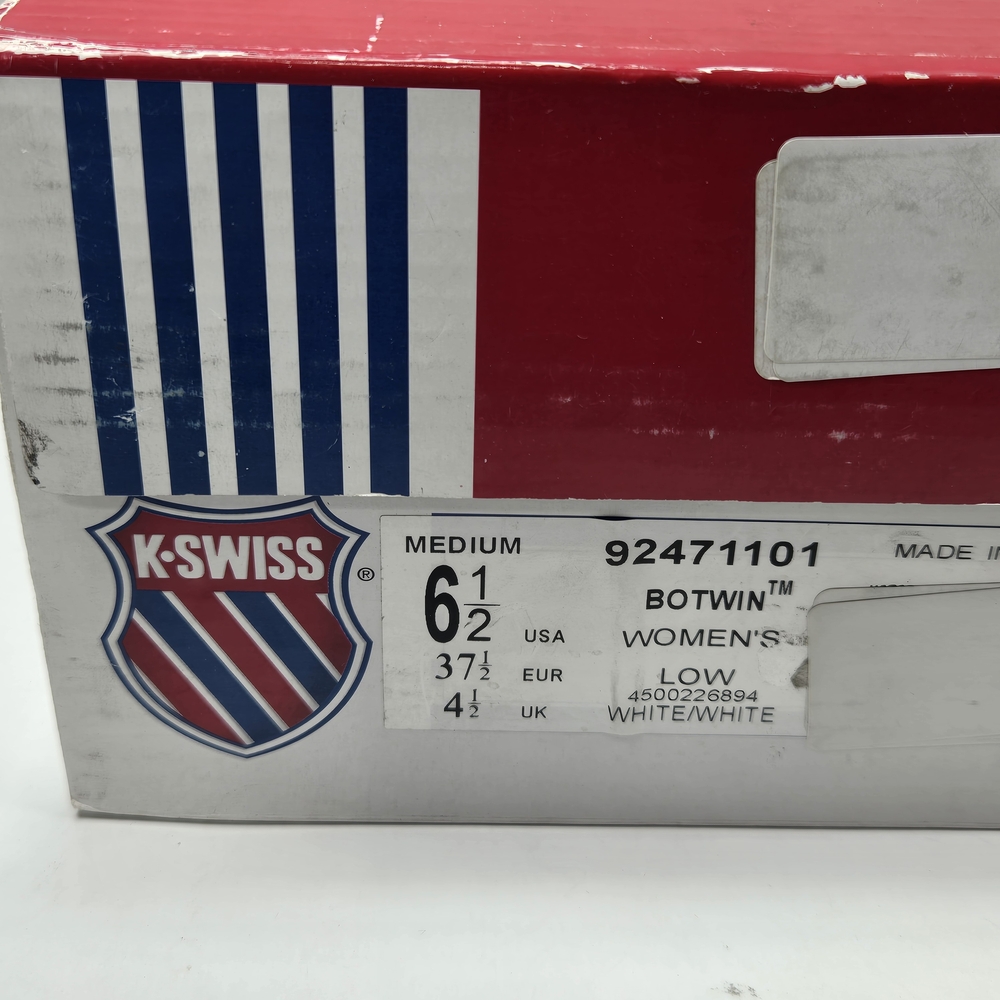 K-Swiss Botwin All-White Classic Sneakers Women's Size 6 1/2 6.5 - Picture 14 of 15